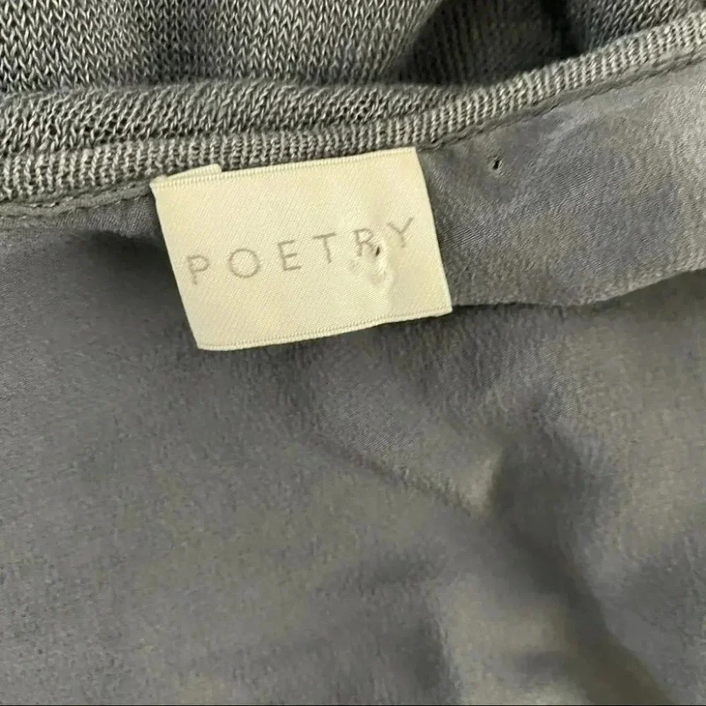 POETRY Women Grey Linen‎ Blend V Neck Cardigan Sweater Size 14